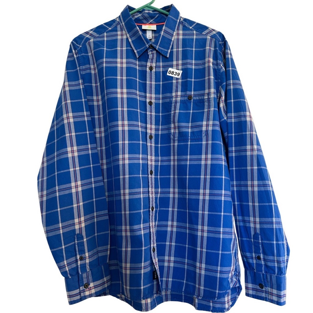 Adidas Shirt 54 Neo Blue Plaid Long Sleeve Button Down Outdoor Active Men’s XL